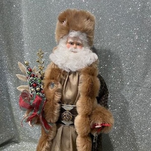 Christmas Santa Figure, Old World Victorian Santa, Santa Claus Figure, Handmade, OAK