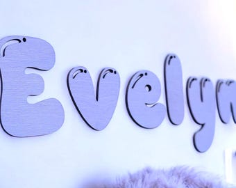 Bubble Shaped Custom Name Sign: Laser Cut Wood Letters