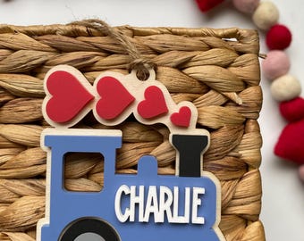 Personalized Train Valentine Tag: Laser Cut Acrylic Gift Tag Custom Kids