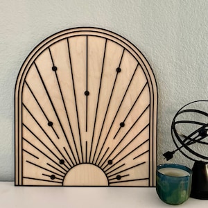 Sunburst Wall Art - Boho Sun Wall Art - Sun Decor - Wood Sun Arch - Wood Arch - Home Decor