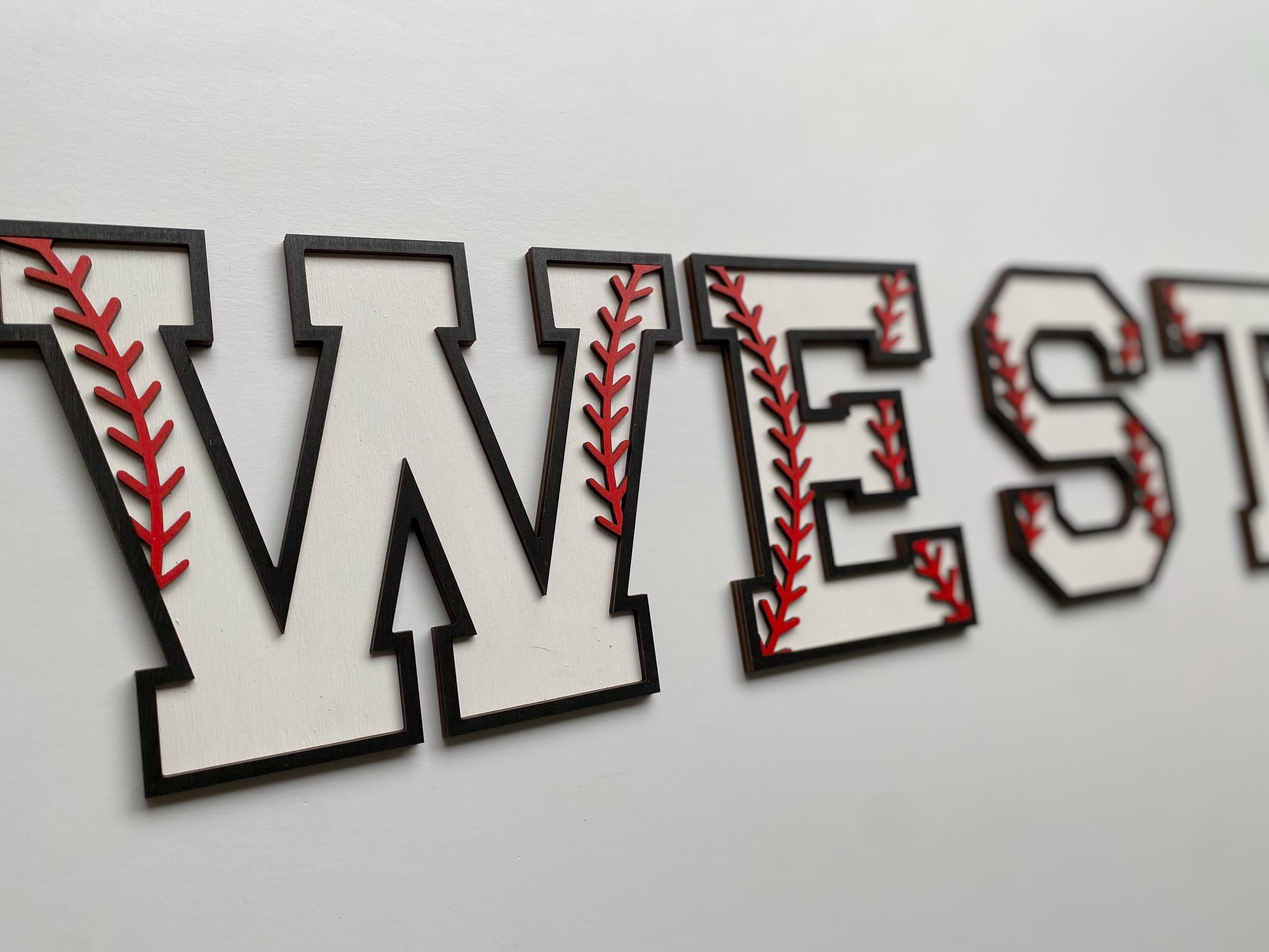 Baseball Letters - Personalized Baseball Letters Baseball Sign-  Sports Decor - Kids Room Decor - Media Room - Sports Room