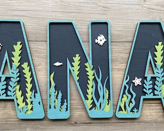 Ocean Letters - Sea Life Letters - Beach theme - Ocean Theme Decor - Beach Theme Decor