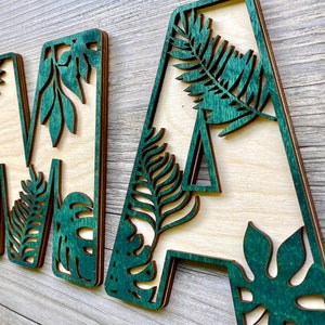 Leaf Letters and Numbers - Custom Name for kids - Monstra Leaf- Palm Leaf - Tropical Leaves Sign Decor - Kids Room Decor