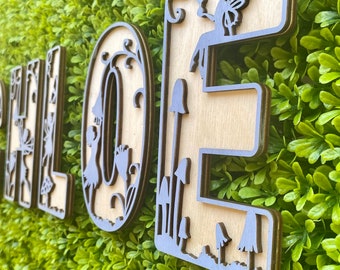 Fairy Wooden Letters: Laser Cut Name Sign, Girl Room Decor