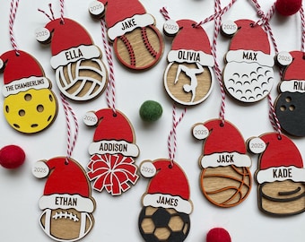 Sport Christmas Ornament - Team gift - Baseball, Football, Basketball, Golf, Pickleball, Bowling, Hockey, Cheerleading, Soccer Ornament