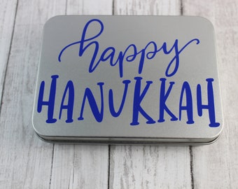 Personalized Hanukkah Gift Card Tin Box