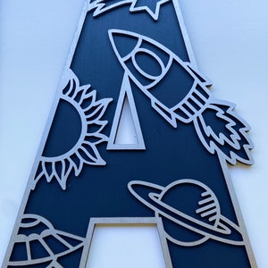 Space Cut Out Lettering R Laser Cut Space Letters: Custom Wood Kid's Name Sign - Etsy
