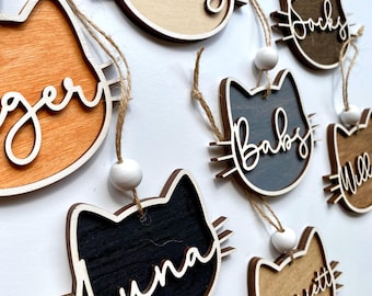 Custom Cat Face Ornament: Personalized Laser Cut Pet Christmas Decoration