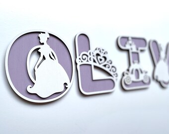 Custom Princess Name Sign: Laser Cut Birch, Girl Room Decor,