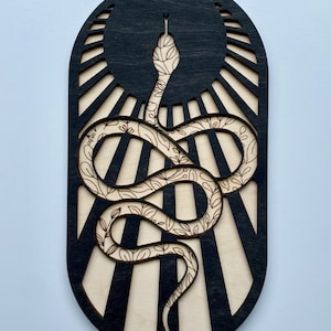 Sunburst Vine Snake Art - Snake Art - Wood Snake Art - Boho Snake - Home Decor - Sunburst Oval