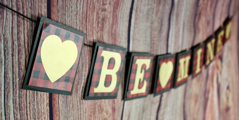 Buffalo Plaid Valentine/'s Day Banner-Custom Buffalo Plaid Banner-Valentine/'s Day Party-Valentine Decor-Red and Black Buffalo Plaid