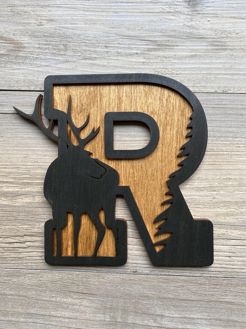 Laser Cut Hunting Letters: Deer & Moose, Kids Room Decor - Etsy