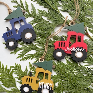 Tractor Christmas Ornament: Custom Color and Personalized Name
