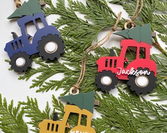 Tractor Christmas Ornament: Custom Color and Personalized Name