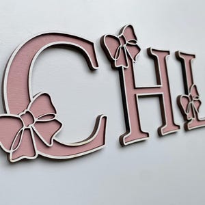 Bow Letters - Custom Name for kids - Girl Room Decor - Bow Decor - Kids Room Decor - Coquette Bow Theme Nursery - Coquette Decor