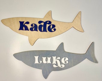 Custom Shark Name Sign: Beach Nursery Decor