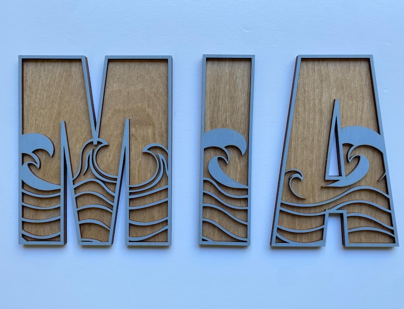 Laser Cut Wave Name Sign: Beach Nursery Decor, Baltic Birch - Etsy