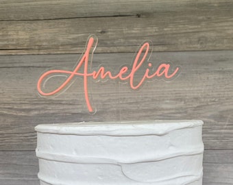Double layer clear cake topper - Acrylic Cake Topper -  Custom Cake Topper - Name Cake Topper