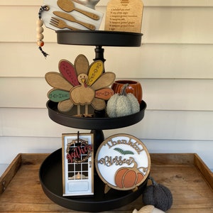 Thanksgiving Tiered Tray Piece - Fall Tier Tray - Turkey Decor - Thanksgiving decorations -  Fall Pumpkins