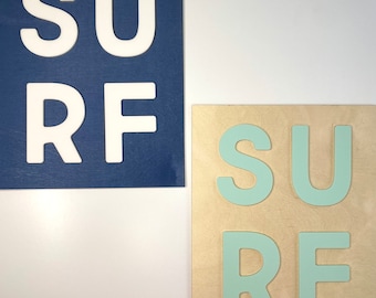 Customizable Surf Sign: Baltic Birch & Acrylic Beach Nursery Decor