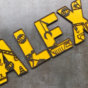 Construction Letters: Custom Wood Name Sign, Kid's Room Decor - Etsy