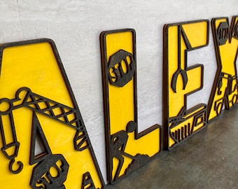 Construction Letters and Numbers - Custom Name for kids - Kids Room Decor - Construction Sign- Construction Decor - Kids Room Decor