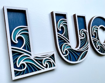 Beach Letters - Wave Letters - Ocean Letters - Sea Life Letters - Beach theme - Ocean Theme Decor - Beach Theme Decor