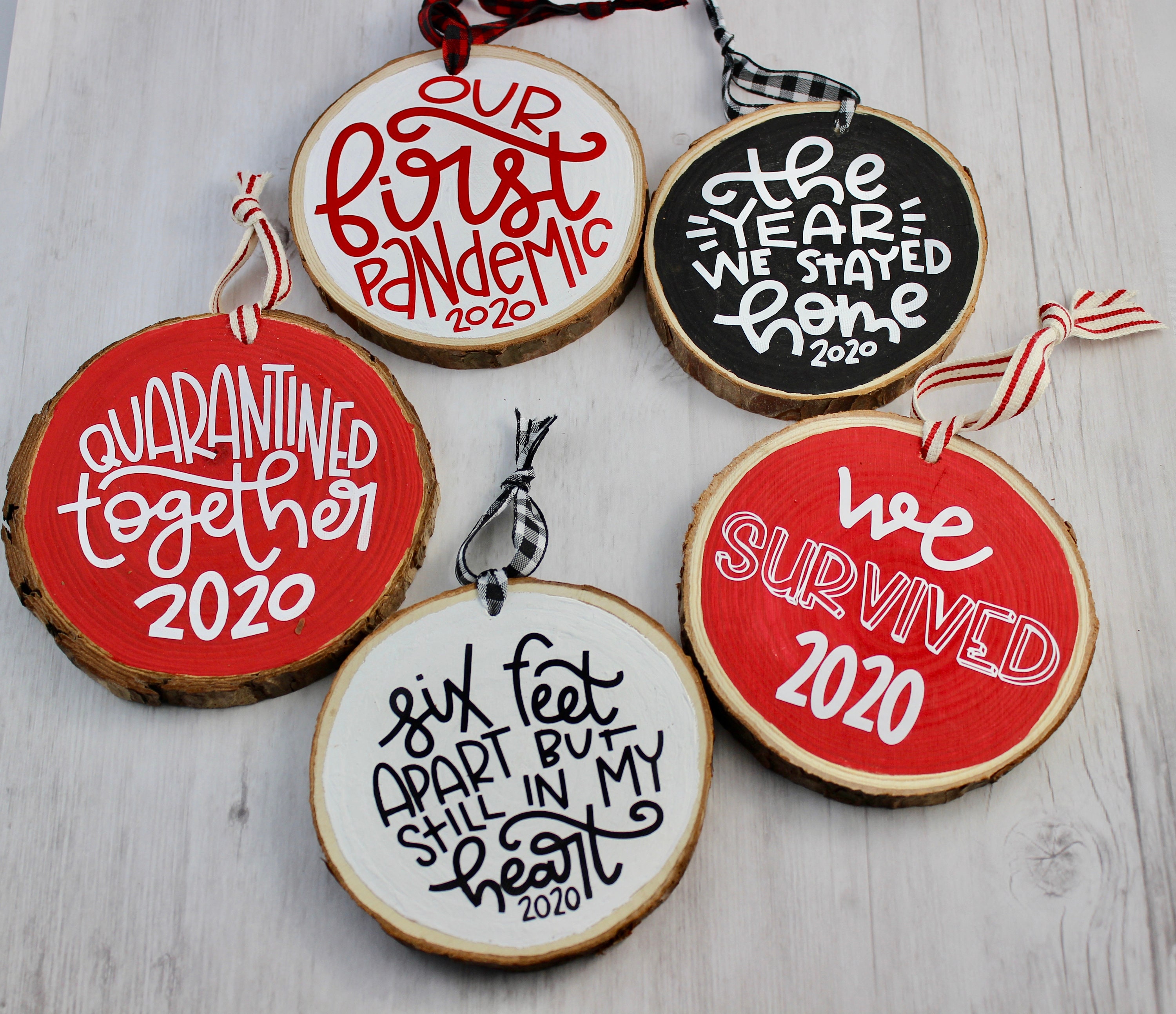 Quarantined together 2020 ornament, Rustic 2020 ornament, Our first p…