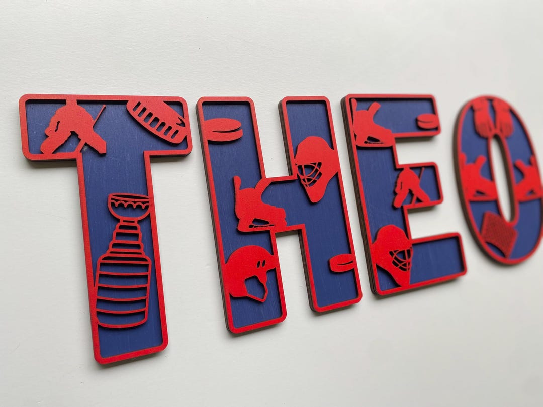 Personalized Hockey Letters: Custom Team Colors, Kids Room Decor - Etsy