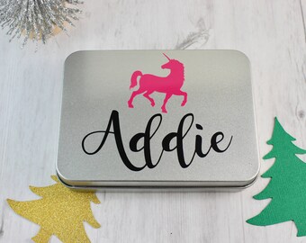 Personalized Unicorn Gift Card Tin: Christmas Stocking Stuffer