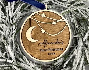 2023 Baby's First Christmas ornament - Baby Ornament - Personalized baby Christmas ornament - Stars and moon baby ornament - First Christmas