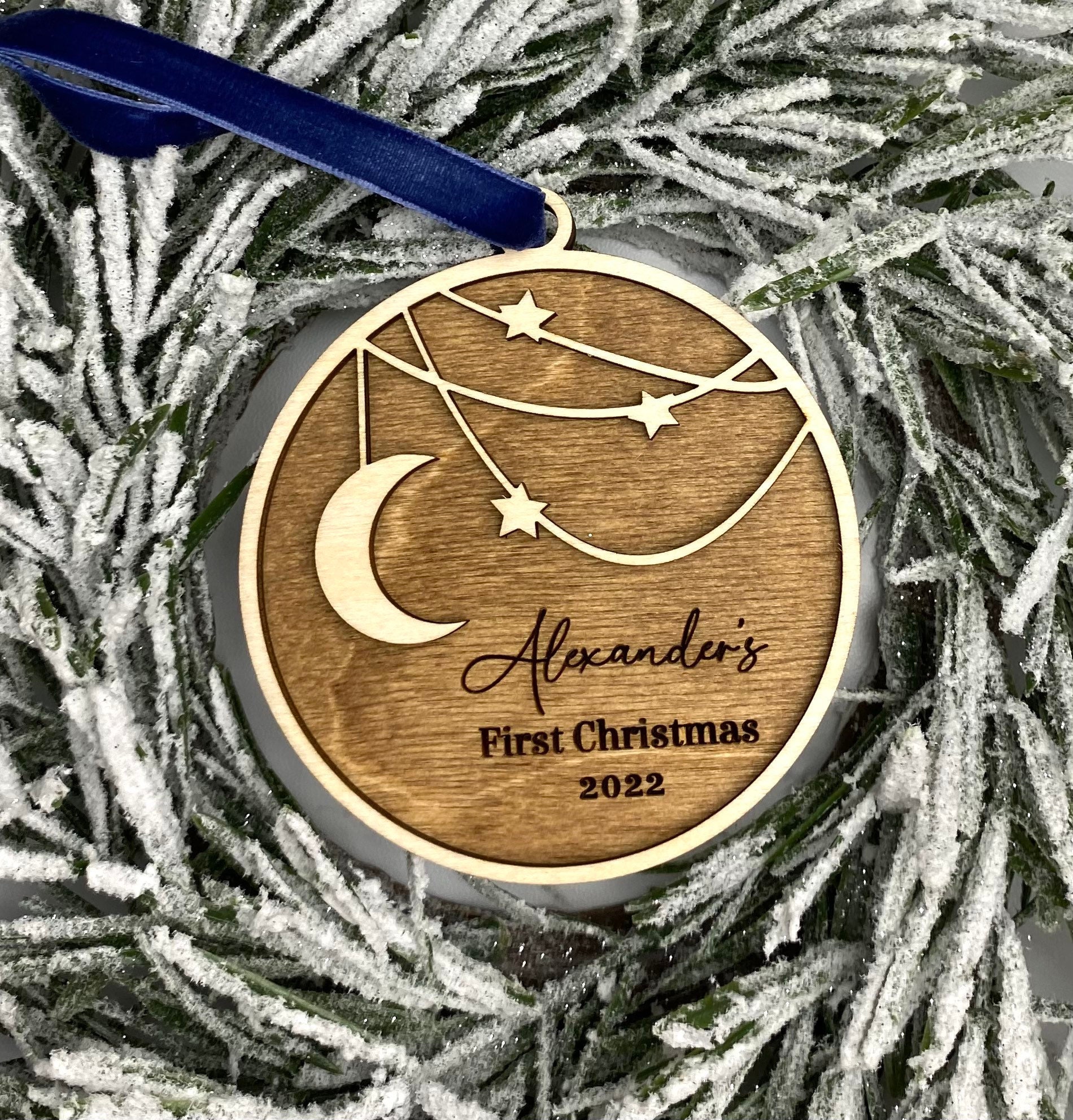 2025 Baby's First Christmas ornament - Baby Ornament - Personalized baby Christmas ornament - Stars and moon baby ornament - First Christmas