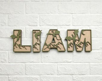 Dragon Letters: Custom Wood Name Sign, Kid's Room Decor