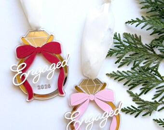Engagement Ornament - Engaged Christmas Ornament - Custom Ornament - Ring Ornament