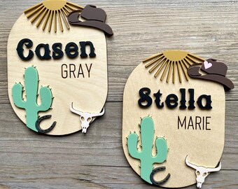 Western Baby Name Announcement Sign: Cowboy Nursery Decor