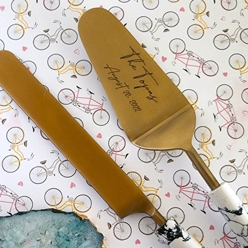 Black Wedding Cake Knife Server and Fork Set Personalized Etsy