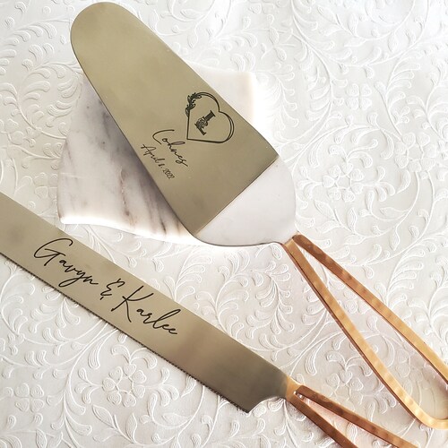 Black Wedding Cake Knife Server and Fork Set Personalized Etsy