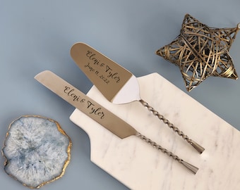 Personalized Wedding Cake Knife and Server Set Artisan Handmade