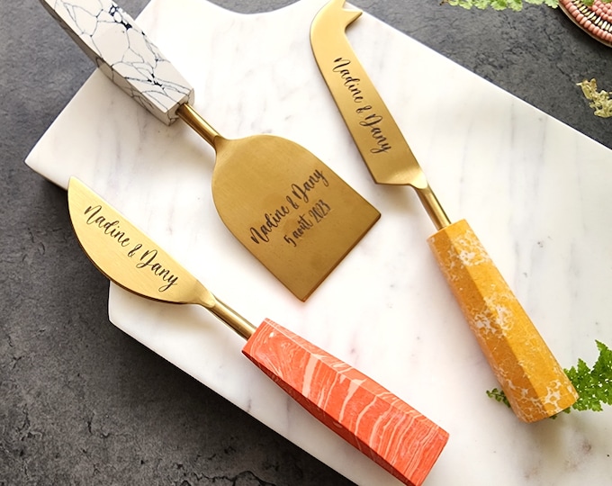 Multi Color Cheese Knife Set - Personalized Charcuterie Knives Set-  Housewarming Gift  - Bridal Shower Gift- Wedding Gift - Christmas Gifts