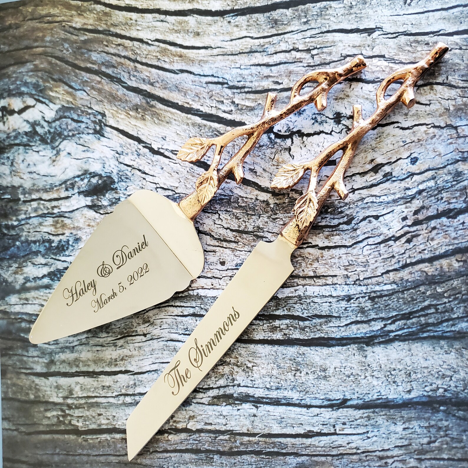 Rose Gold Wedding Cake Knife Personalized Wedding Cake Etsy