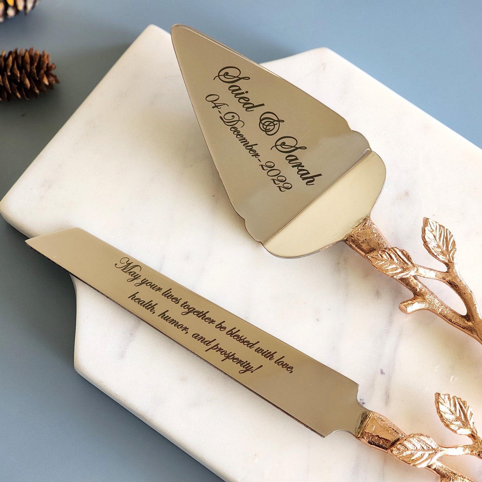 Rose Gold Wedding Cake Knife Personalized Wedding Cake Etsy