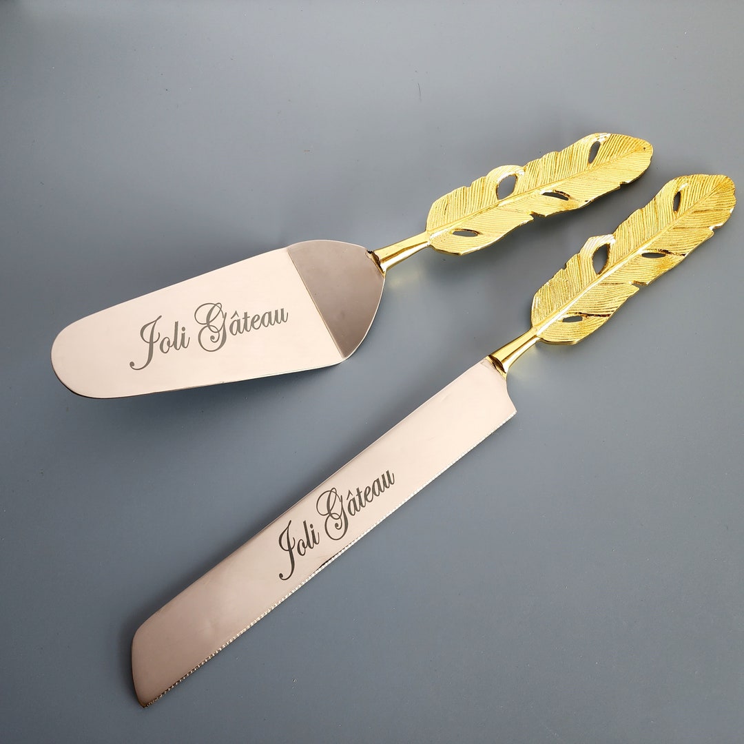 Personalized Gold Wedding Cake Knife and Server Set Custom Etsy