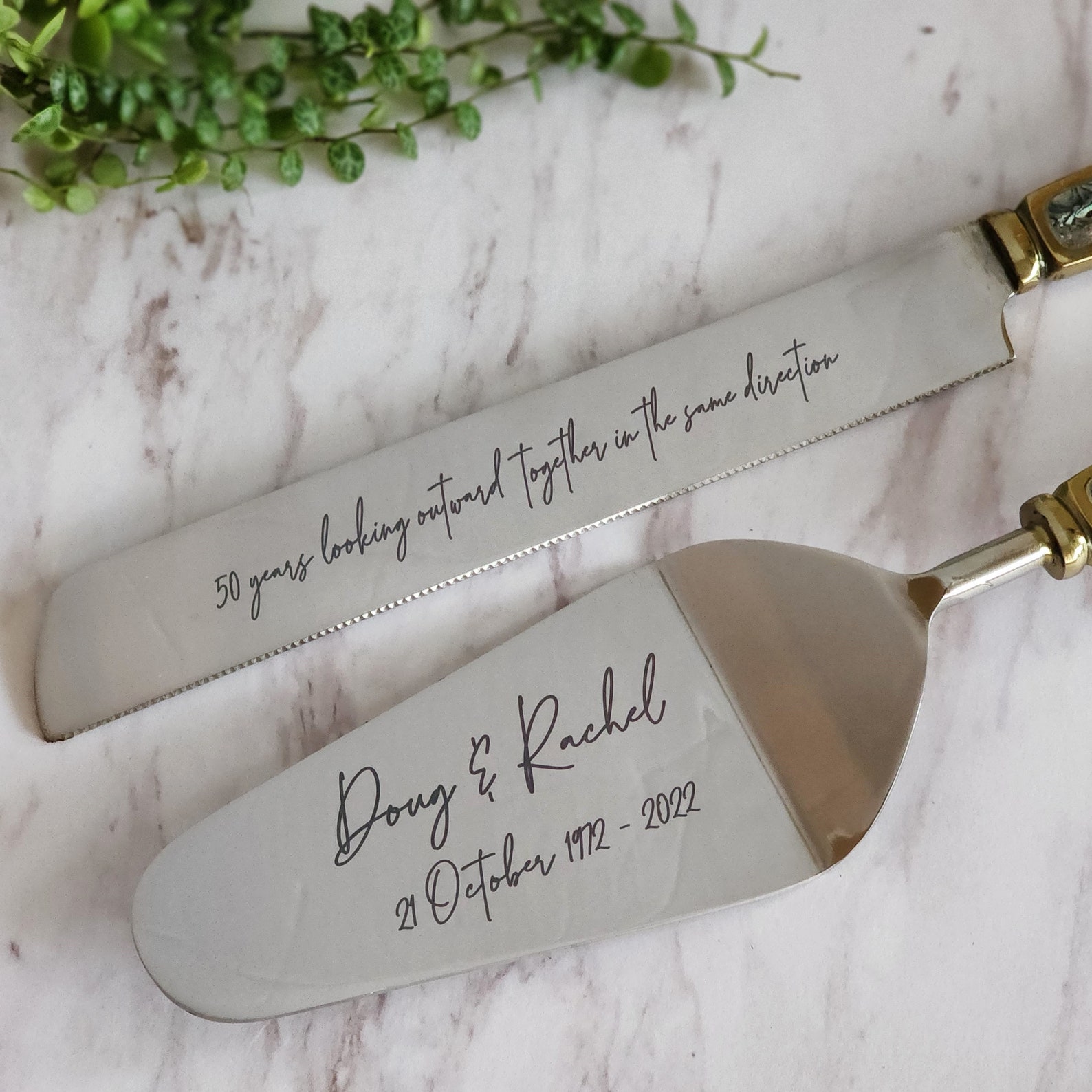 Gold Wedding Cake Knife Personalized Wedding Cake Cutter Etsy