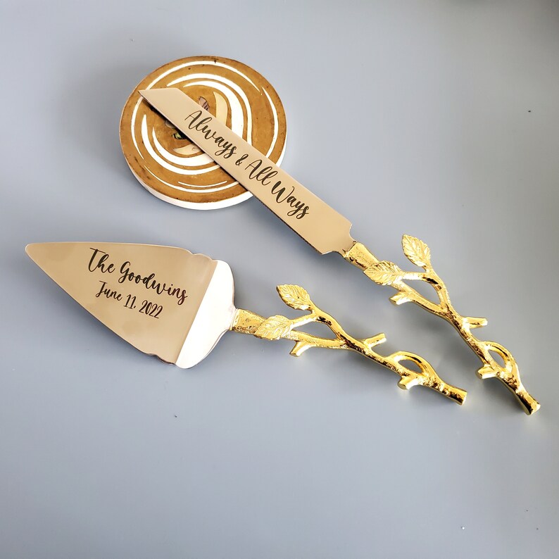 Gold Wedding Cake Knife Personalized Wedding Cake Cutter Etsy