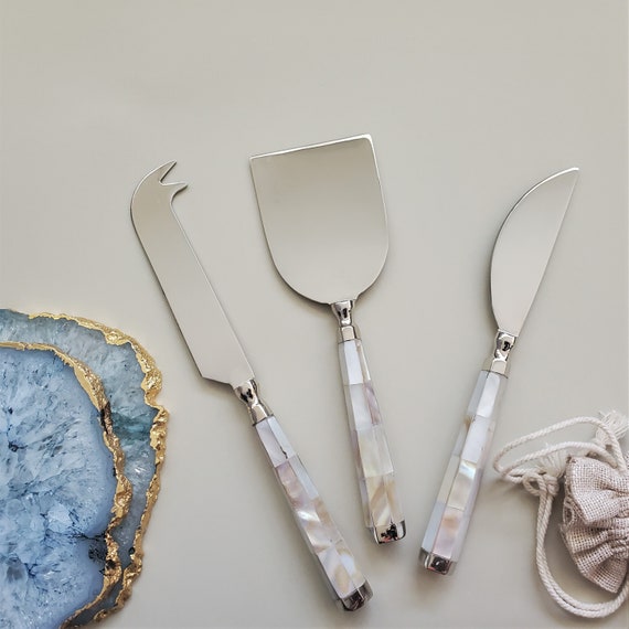 Mother of Pearl Cheese Knife Set Personalized Cheese Set Etsy