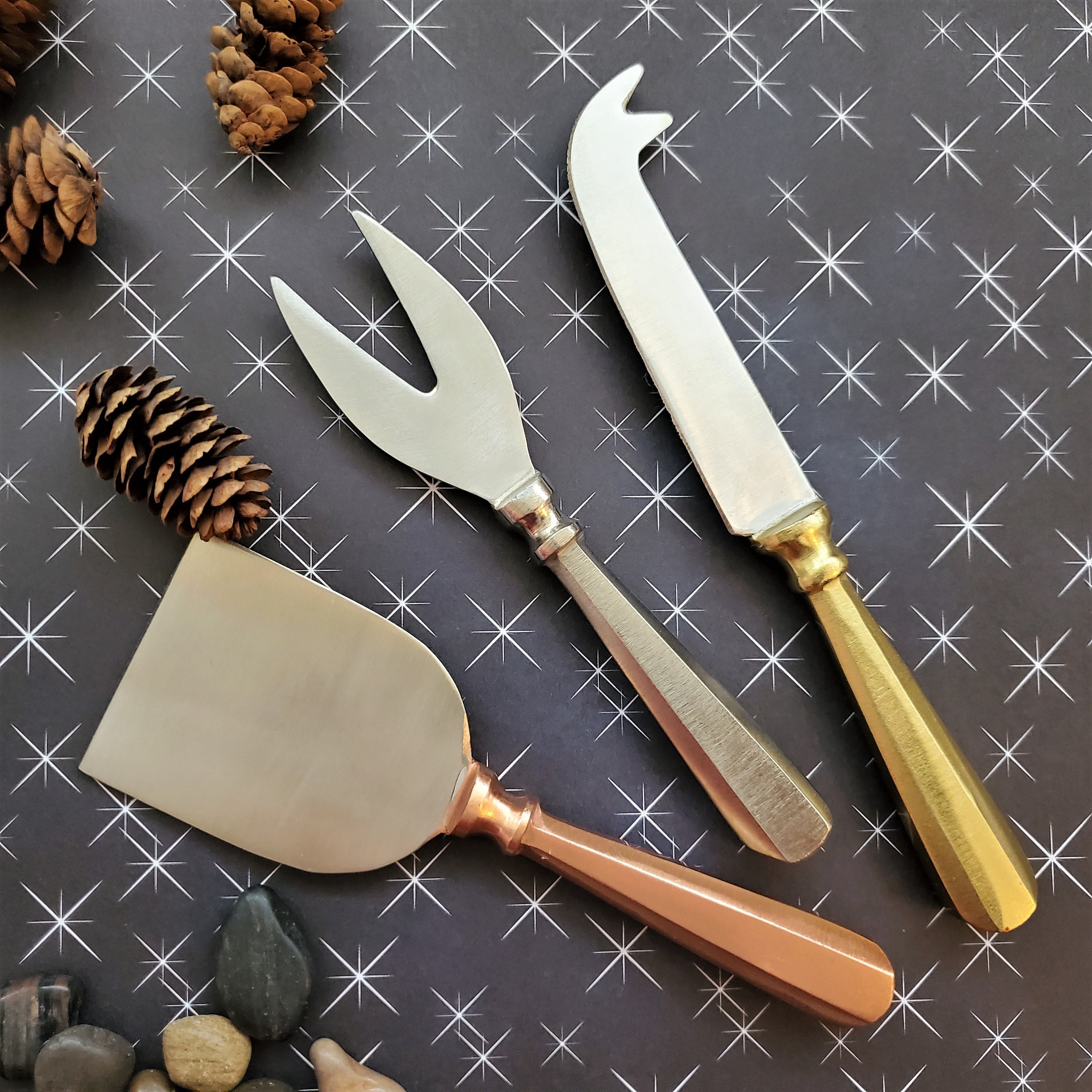 Artisan Forged Cheese Knives - Set of 4 - Beech
