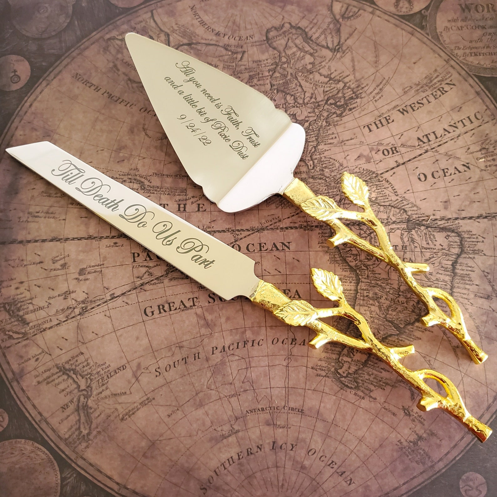 Gold Wedding Cake Knife Personalized Wedding Cake Cutter Etsy