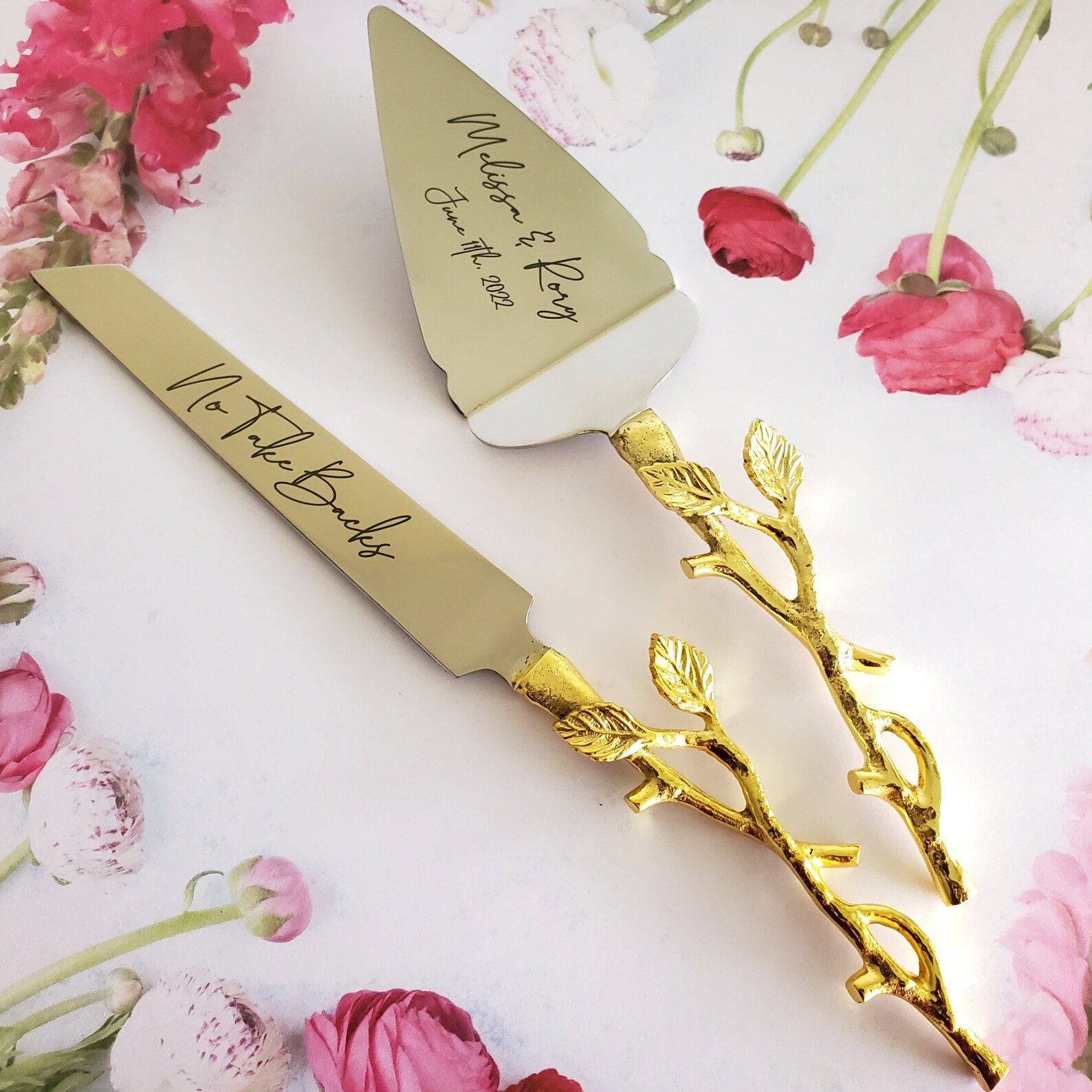 Gold Wedding Cake Knife Personalized Wedding Cake Cutter Etsy