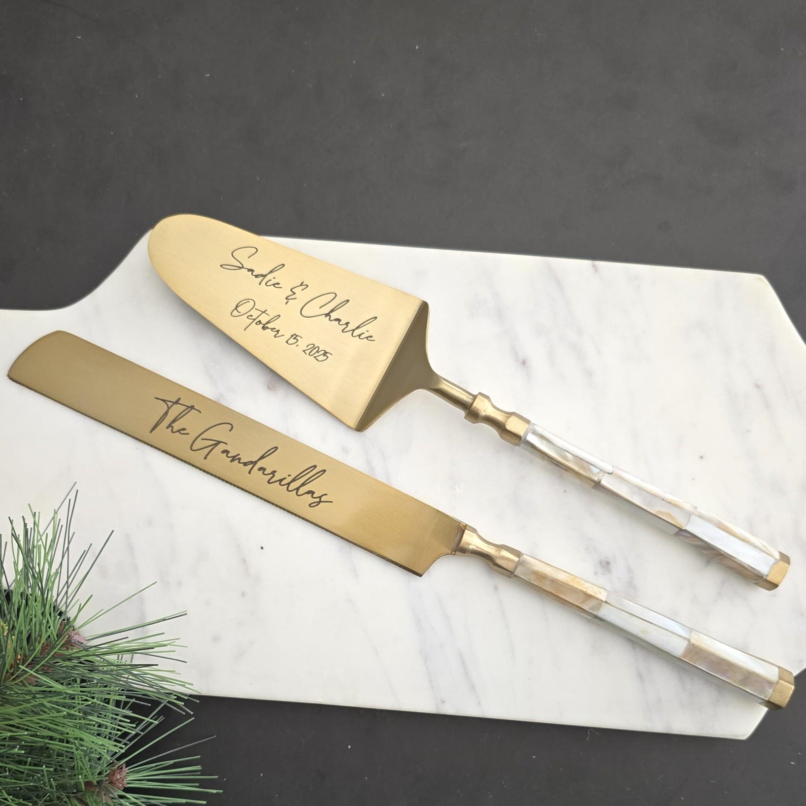 Personalized Wedding Cake Knife and Server Set