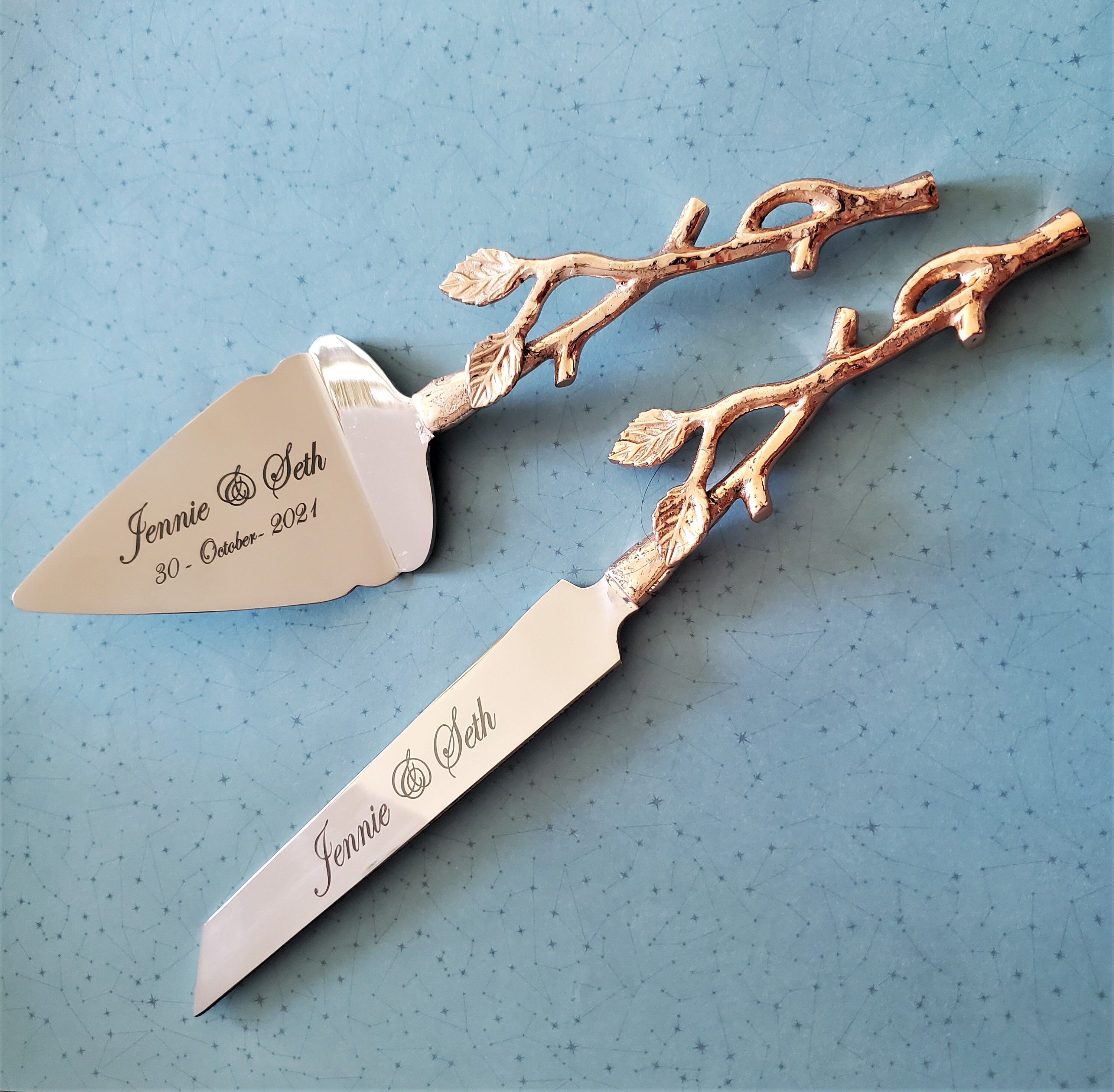 Rose Gold Wedding Cake Knife Personalized Wedding Cake Etsy UK